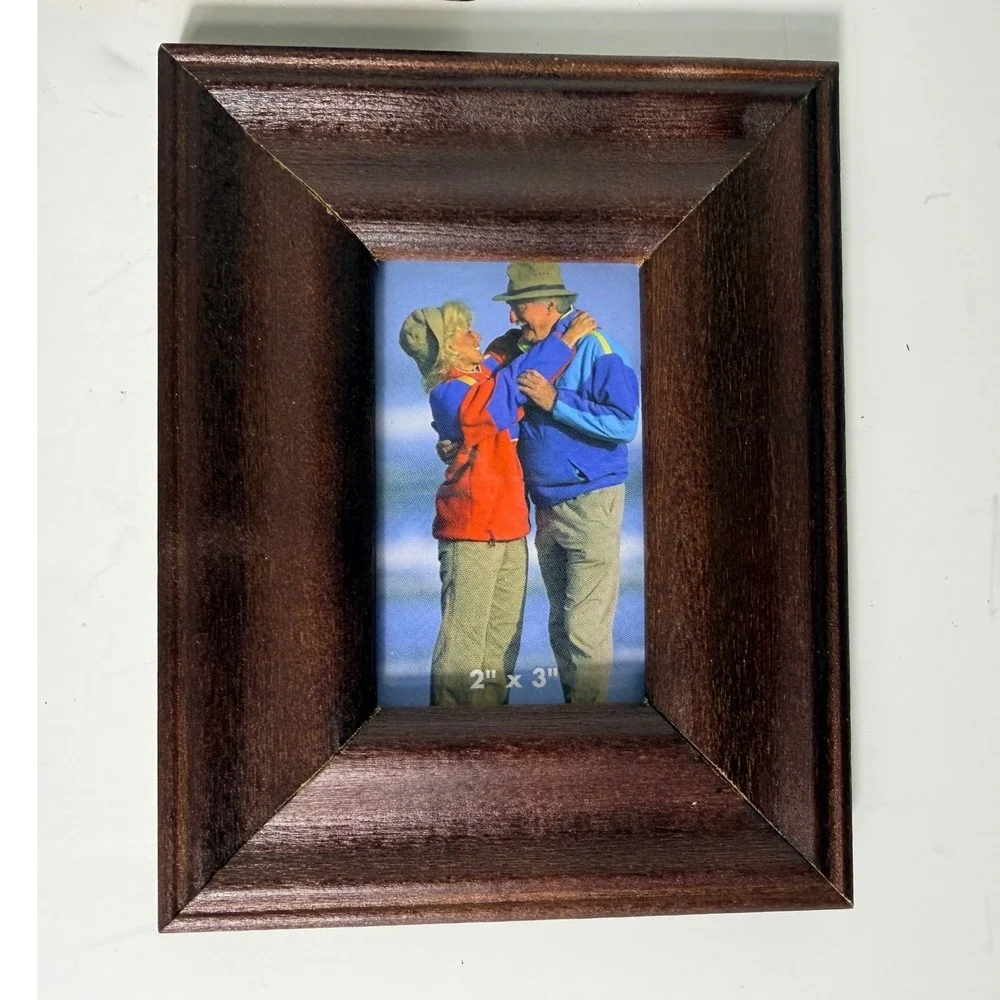 Melannco Wood Picture Frame Set 3x5 2x3 Brown Traditional Home Decor 3 Piece Set